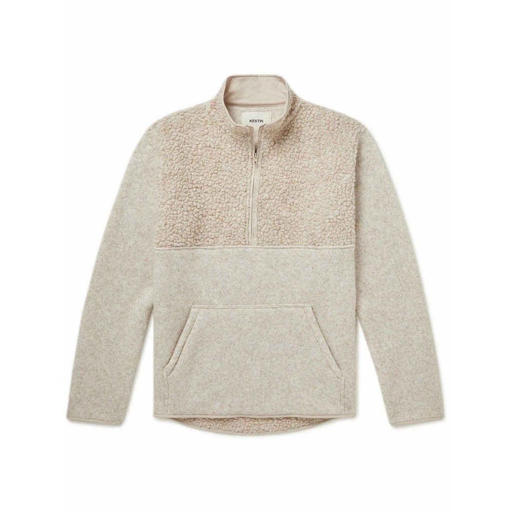 Kestin Belhaven Fleece Men's XL Beige Long Sleeve Pullover Half Zip Wool Blend‎